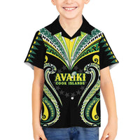 Custom Rugby Cook Islands Avaiki Family Matching Off Shoulder Maxi Dress and Hawaiian Shirt Black Kuki Airani Tribal Maori Inspired - Polynesian Pride