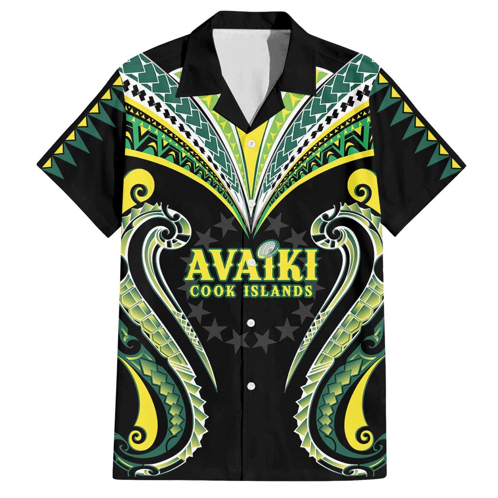 Custom Rugby Cook Islands Avaiki Family Matching Off Shoulder Short Dress and Hawaiian Shirt Black Kuki Airani Tribal Maori Inspired - Polynesian Pride