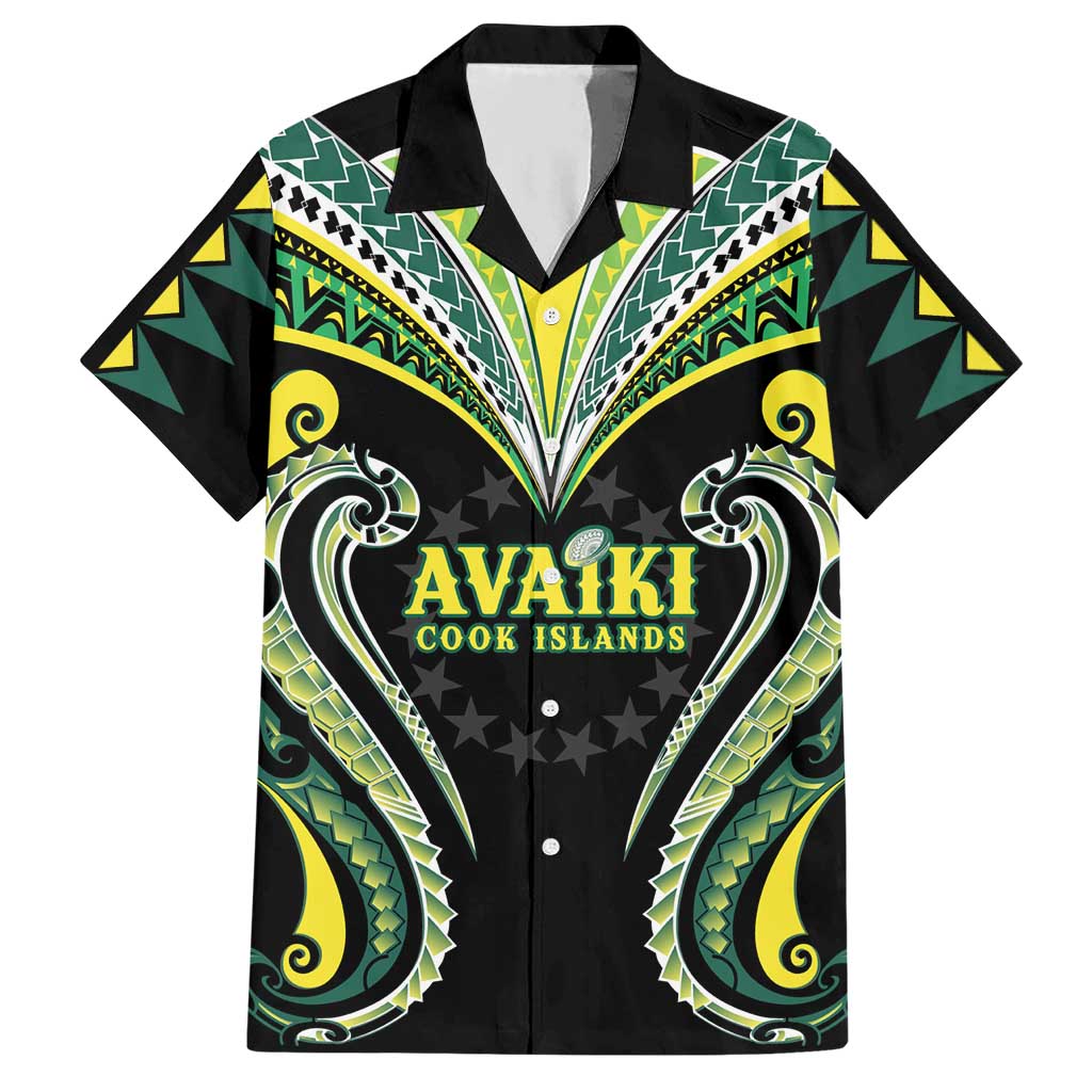 Custom Rugby Cook Islands Avaiki Hawaiian Shirt Black Kuki Airani Tribal Maori Inspired - Polynesian Pride