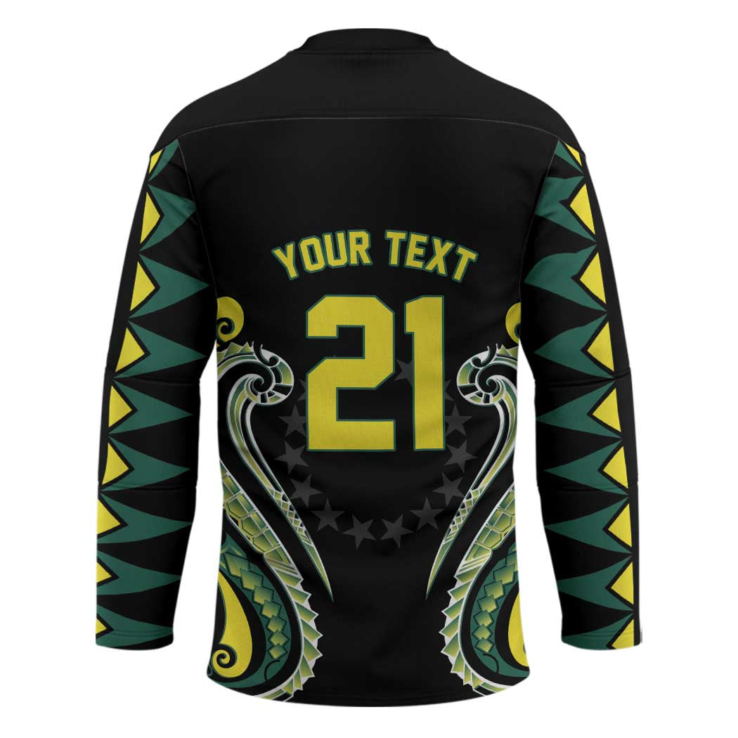 Custom Rugby Cook Islands Avaiki Hockey Jersey Black Kuki Airani Tribal Maori Inspired LT9 - Polynesian Pride