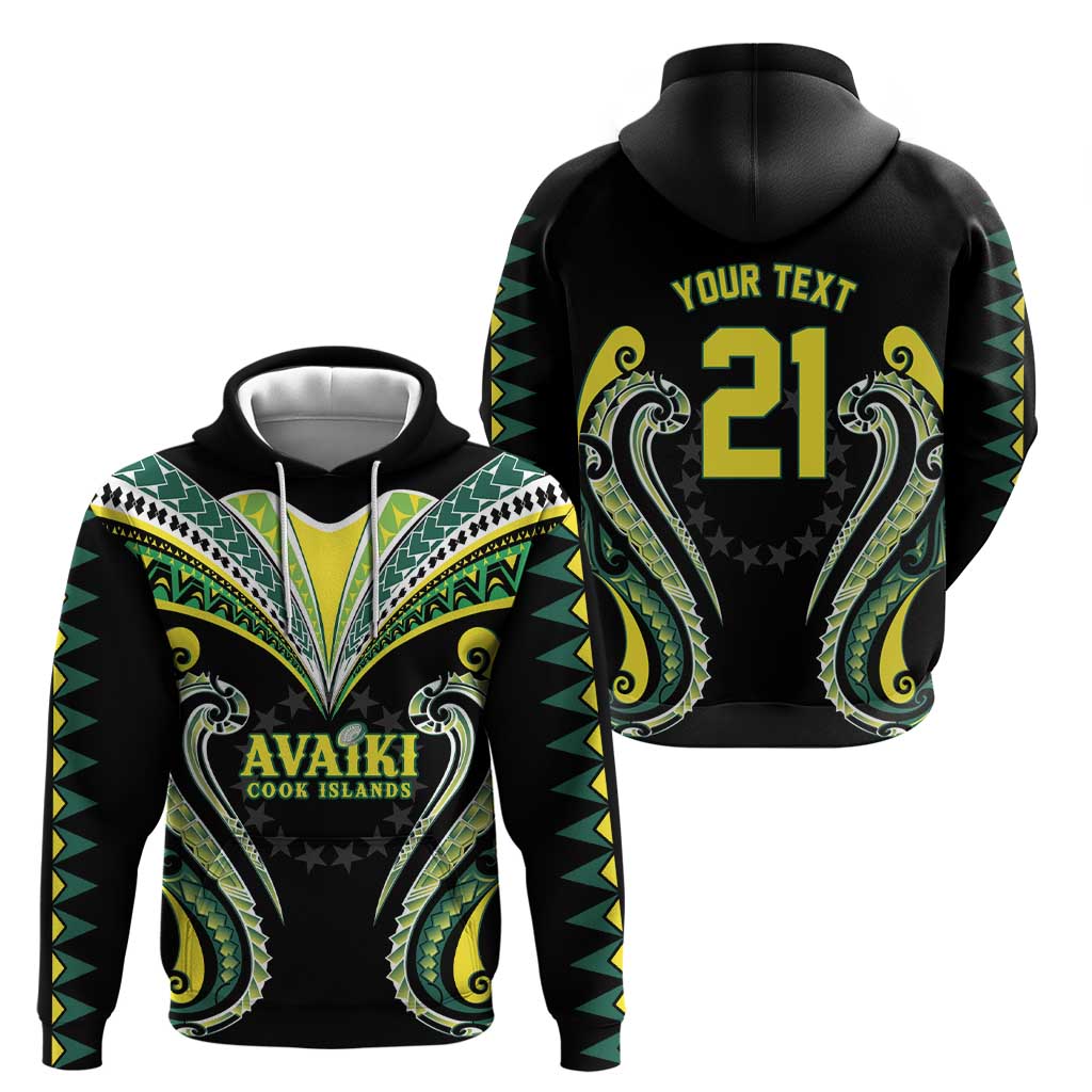 Custom Rugby Cook Islands Avaiki Hoodie Black Kuki Airani Tribal Maori Inspired LT9 - Polynesian Pride