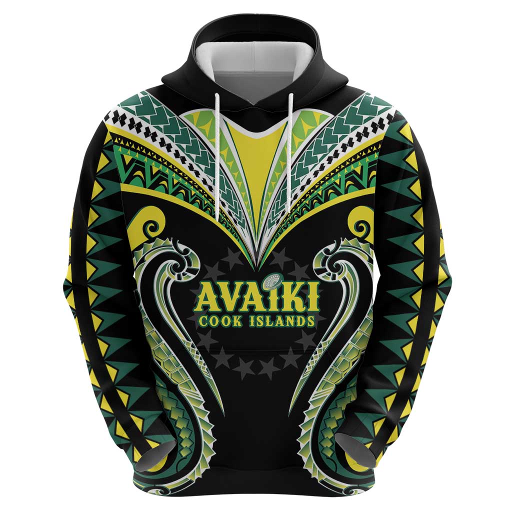 Custom Rugby Cook Islands Avaiki Hoodie Black Kuki Airani Tribal Maori Inspired LT9 - Polynesian Pride