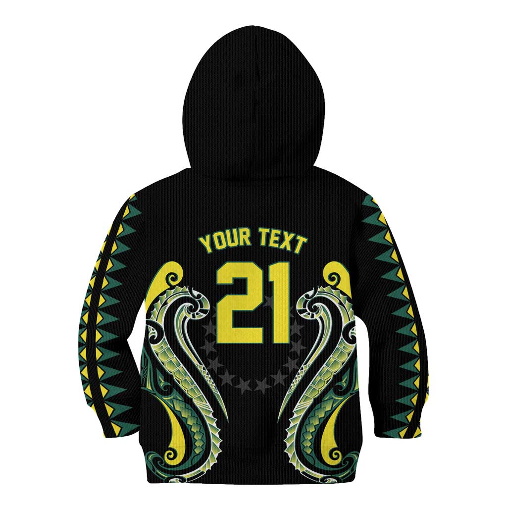 Custom Rugby Cook Islands Avaiki Kid Hoodie Black Kuki Airani Tribal Maori Inspired LT9 - Polynesian Pride