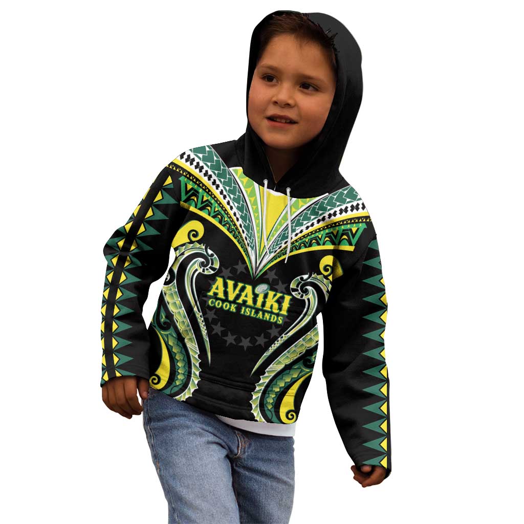 Custom Rugby Cook Islands Avaiki Kid Hoodie Black Kuki Airani Tribal Maori Inspired LT9 - Polynesian Pride