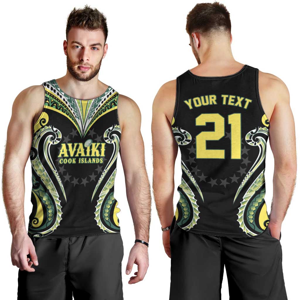 Custom Rugby Cook Islands Avaiki Men Tank Top Black Kuki Airani Tribal Maori Inspired LT9 - Polynesian Pride