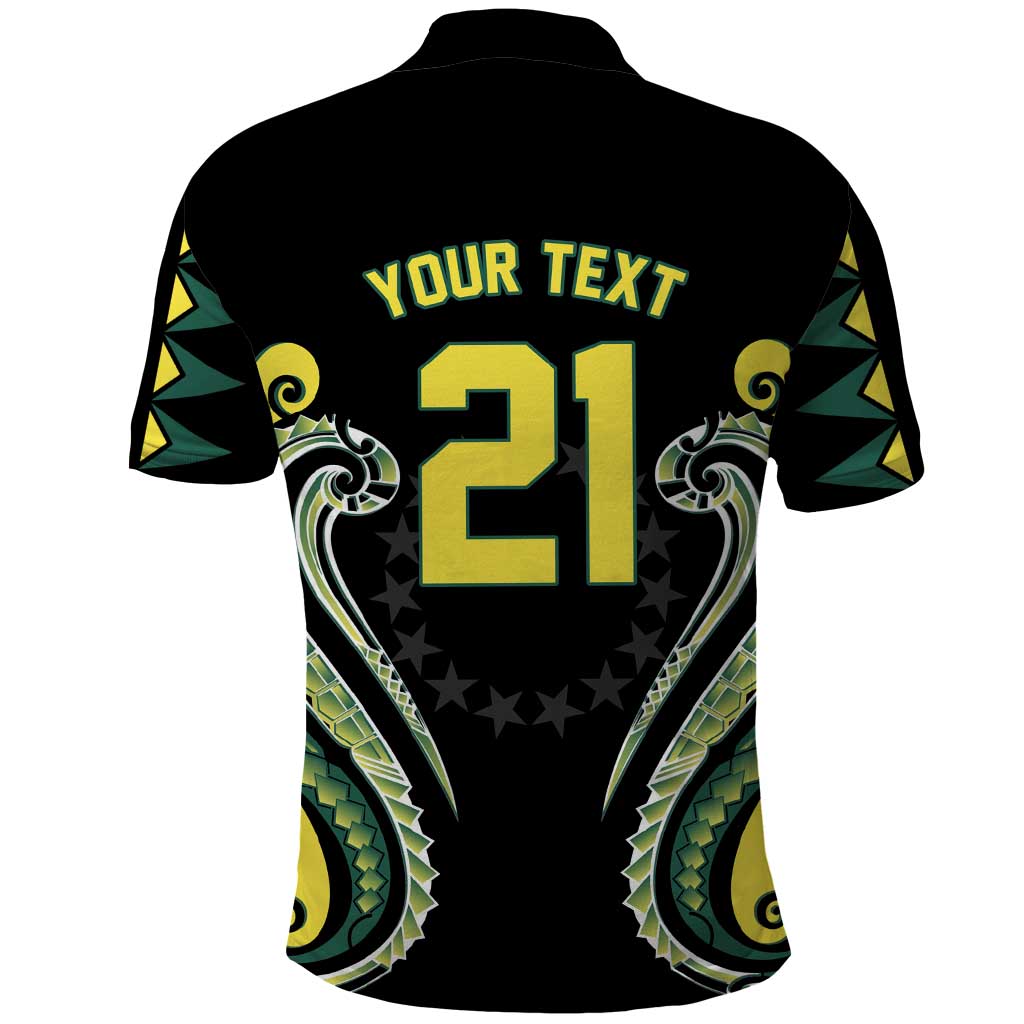 Custom Rugby Cook Islands Avaiki Polo Shirt Black Kuki Airani Tribal Maori Inspired LT9 - Polynesian Pride