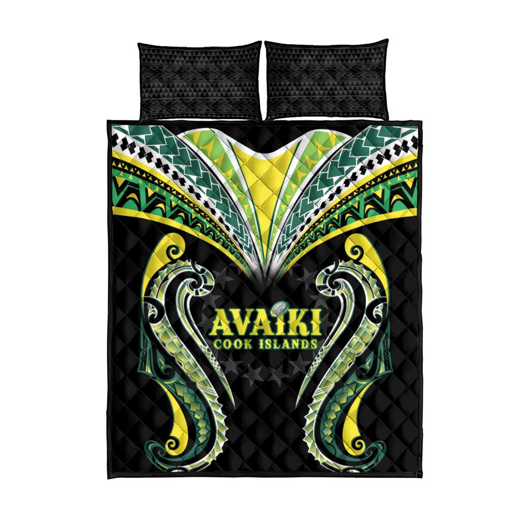 Rugby Cook Islands Avaiki Quilt Bed Set Black Kuki Airani Tribal Maori Inspired LT9 - Polynesian Pride