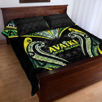Rugby Cook Islands Avaiki Quilt Bed Set Black Kuki Airani Tribal Maori Inspired LT9 - Polynesian Pride