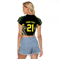 Custom Rugby Cook Islands Avaiki Raglan Cropped T Shirt Black Kuki Airani Tribal Maori Inspired LT9 - Polynesian Pride