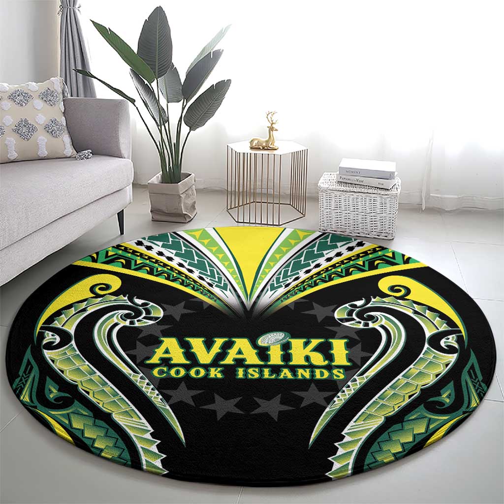 Rugby Cook Islands Avaiki Round Carpet Black Kuki Airani Tribal Maori Inspired LT9 - Polynesian Pride