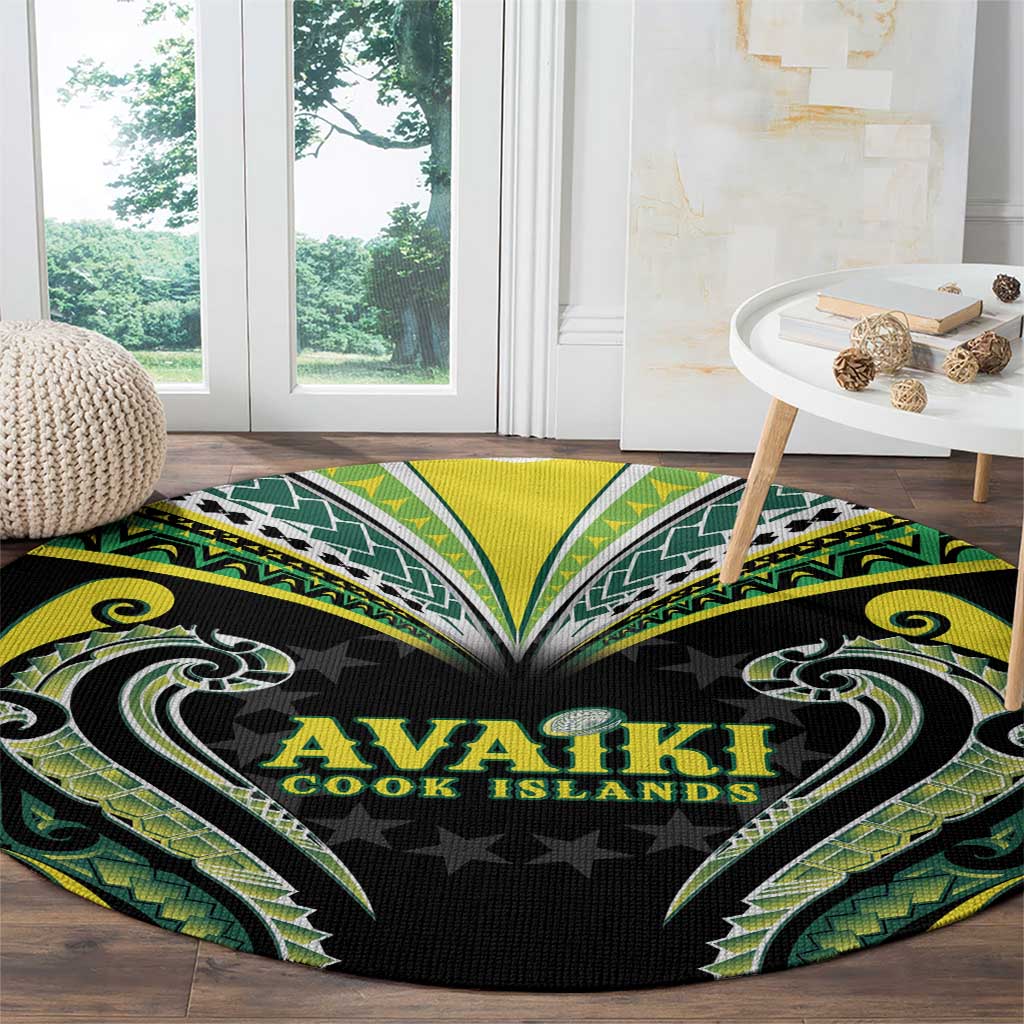 Rugby Cook Islands Avaiki Round Carpet Black Kuki Airani Tribal Maori Inspired LT9 - Polynesian Pride