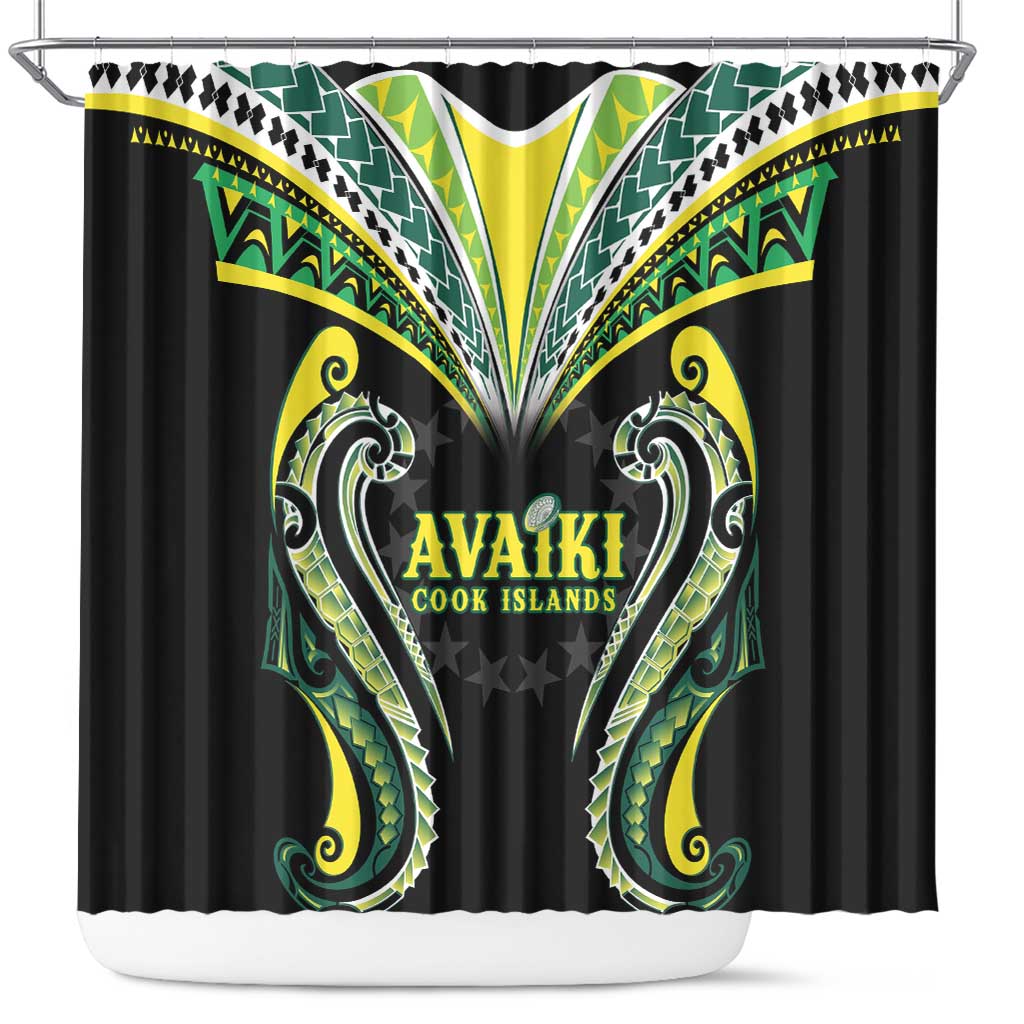 Rugby Cook Islands Avaiki Shower Curtain Black Kuki Airani Tribal Maori Inspired LT9 Black - Polynesian Pride