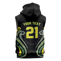 Custom Rugby Cook Islands Avaiki Sleeveless Hoodie - Kuki Airani Tribal Black LT9 - Polynesian Pride