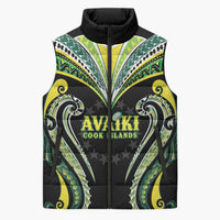 Custom Rugby Cook Islands Avaiki Sleeveless Puffer Jacket Black Kuki Airani Tribal Maori Inspired LT9 Unisex Black - Polynesian Pride