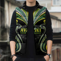 Custom Rugby Cook Islands Avaiki Sleeveless Puffer Jacket Black Kuki Airani Tribal Maori Inspired LT9 - Polynesian Pride