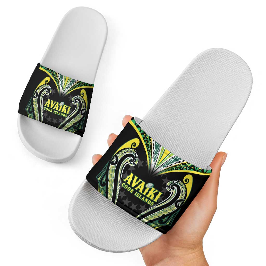 Rugby Cook Islands Avaiki Slide Sandals Black Kuki Airani Tribal Maori Inspired LT9 - Polynesian Pride