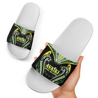 Rugby Cook Islands Avaiki Slide Sandals Black Kuki Airani Tribal Maori Inspired LT9 - Polynesian Pride