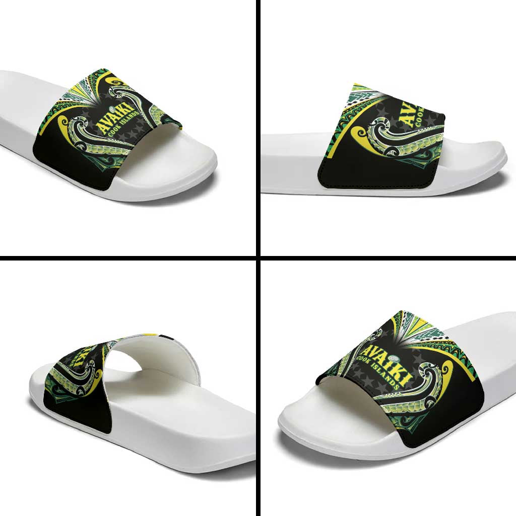 Rugby Cook Islands Avaiki Slide Sandals Black Kuki Airani Tribal Maori Inspired LT9 - Polynesian Pride