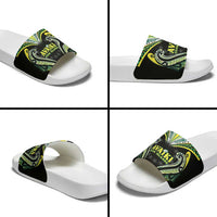 Rugby Cook Islands Avaiki Slide Sandals Black Kuki Airani Tribal Maori Inspired LT9 - Polynesian Pride