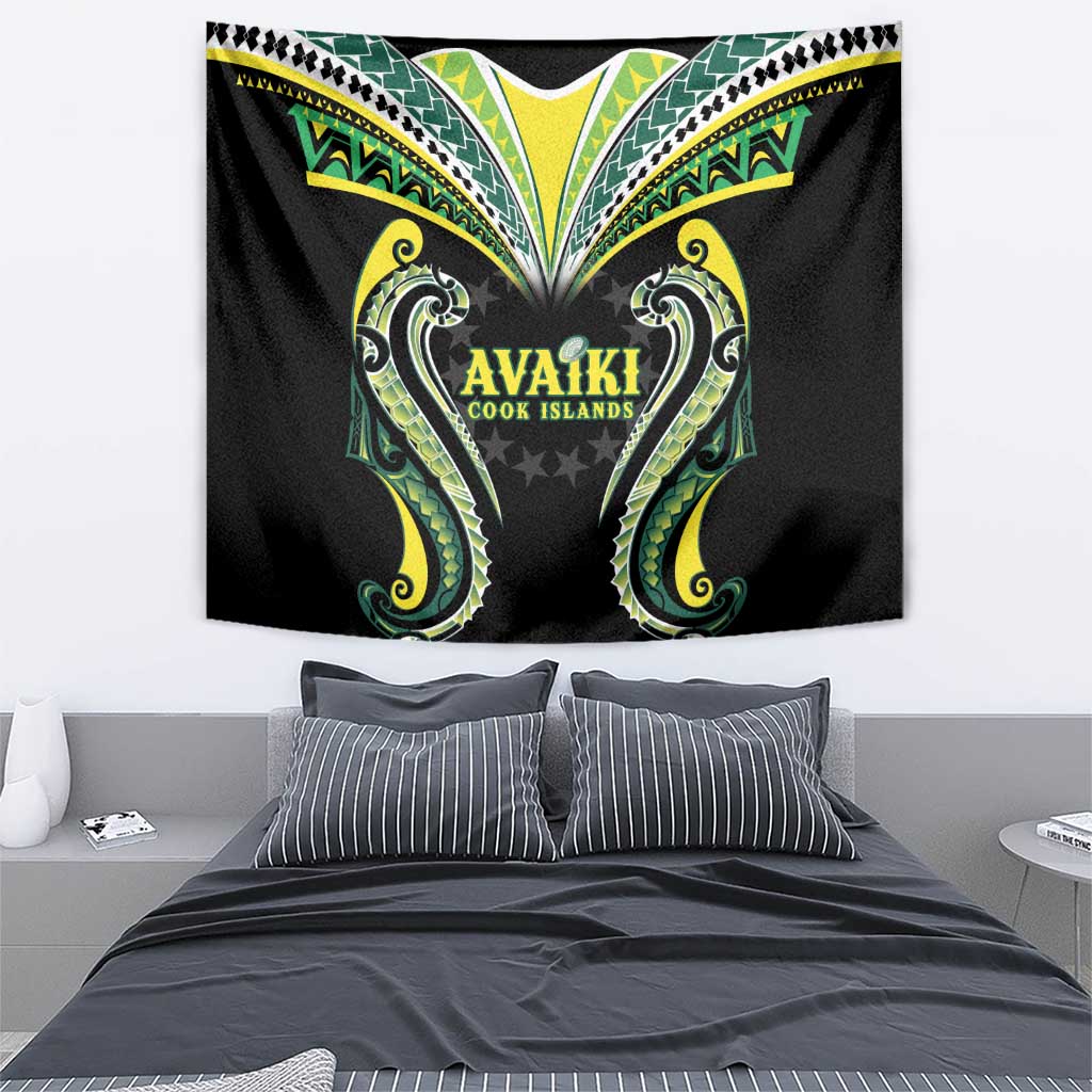 Rugby Cook Islands Avaiki Tapestry Black Kuki Airani Tribal Maori Inspired - Polynesian Pride