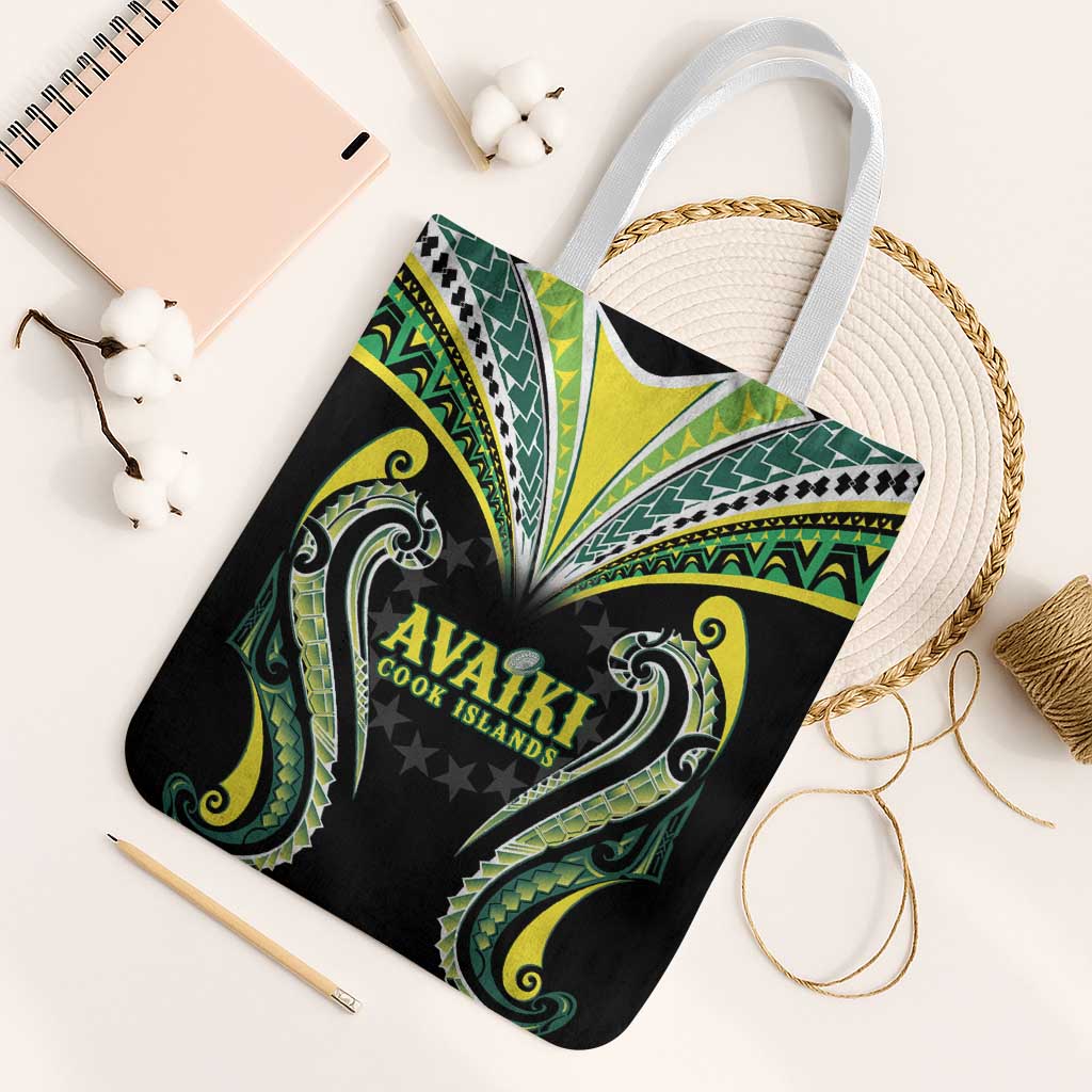 Rugby Cook Islands Avaiki Tote Bag Black Kuki Airani Tribal Maori Inspired LT9 White Strap One Size Black - Polynesian Pride
