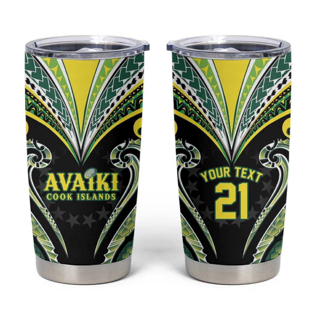 Custom Rugby Cook Islands Avaiki Tumbler Cup Black Kuki Airani Tribal Maori Inspired LT9 Black - Polynesian Pride
