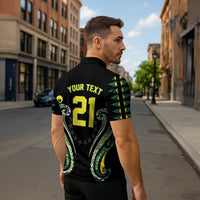 Custom Rugby Cook Islands Avaiki Zipper Polo Shirt Black Kuki Airani Tribal Maori Inspired - Polynesian Pride