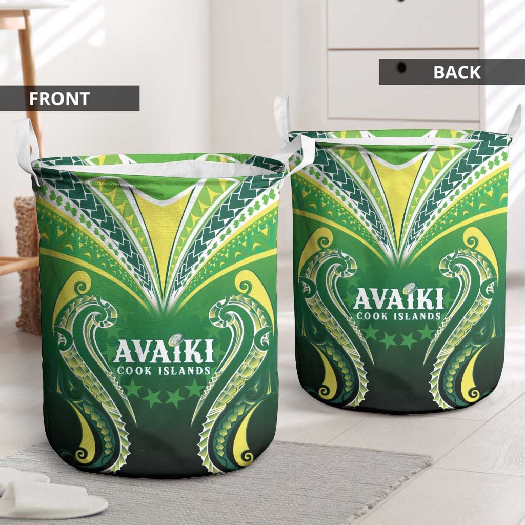 Rugby Cook Islands Avaiki Laundry Basket Green Kuki Airani Tribal Maori Inspired LT9 - Polynesian Pride