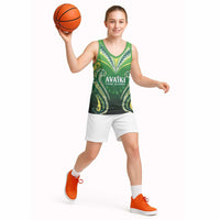 Custom Rugby Cook Islands Avaiki Basketball Jersey Green Kuki Airani Tribal Maori Inspired - Polynesian Pride