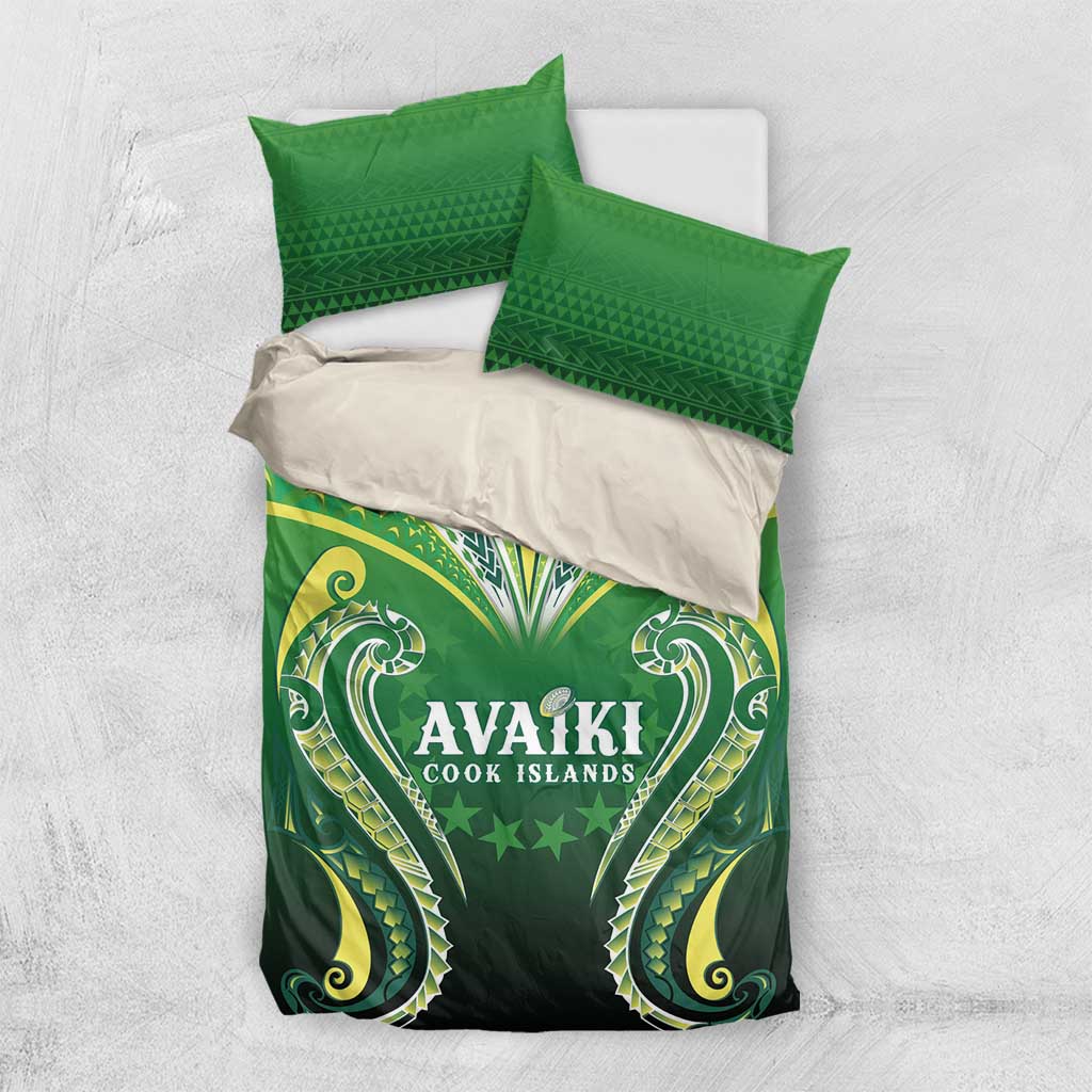 Rugby Cook Islands Avaiki Bedding Set Green Kuki Airani Tribal Maori Inspired - Polynesian Pride