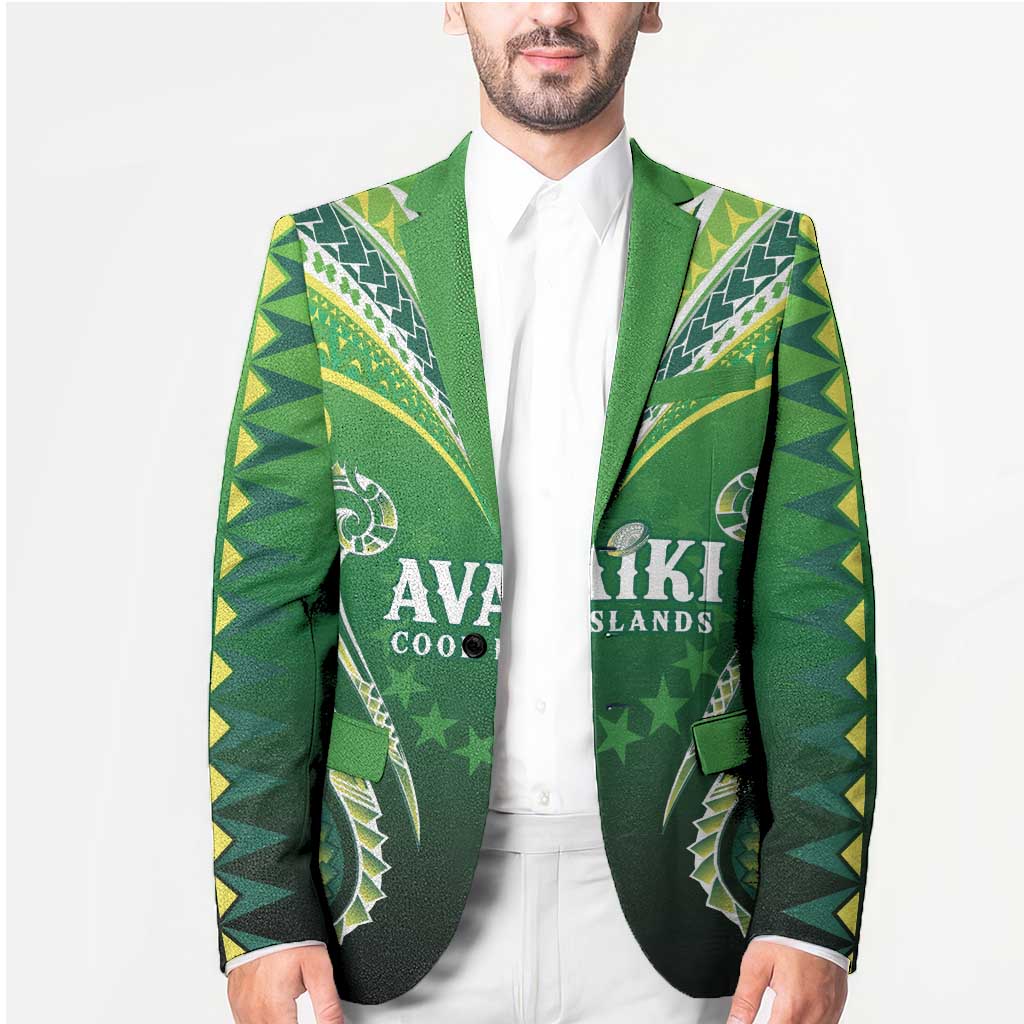 Custom Rugby Cook Islands Avaiki Blazer Green Kuki Airani Tribal Maori Inspired - Polynesian Pride