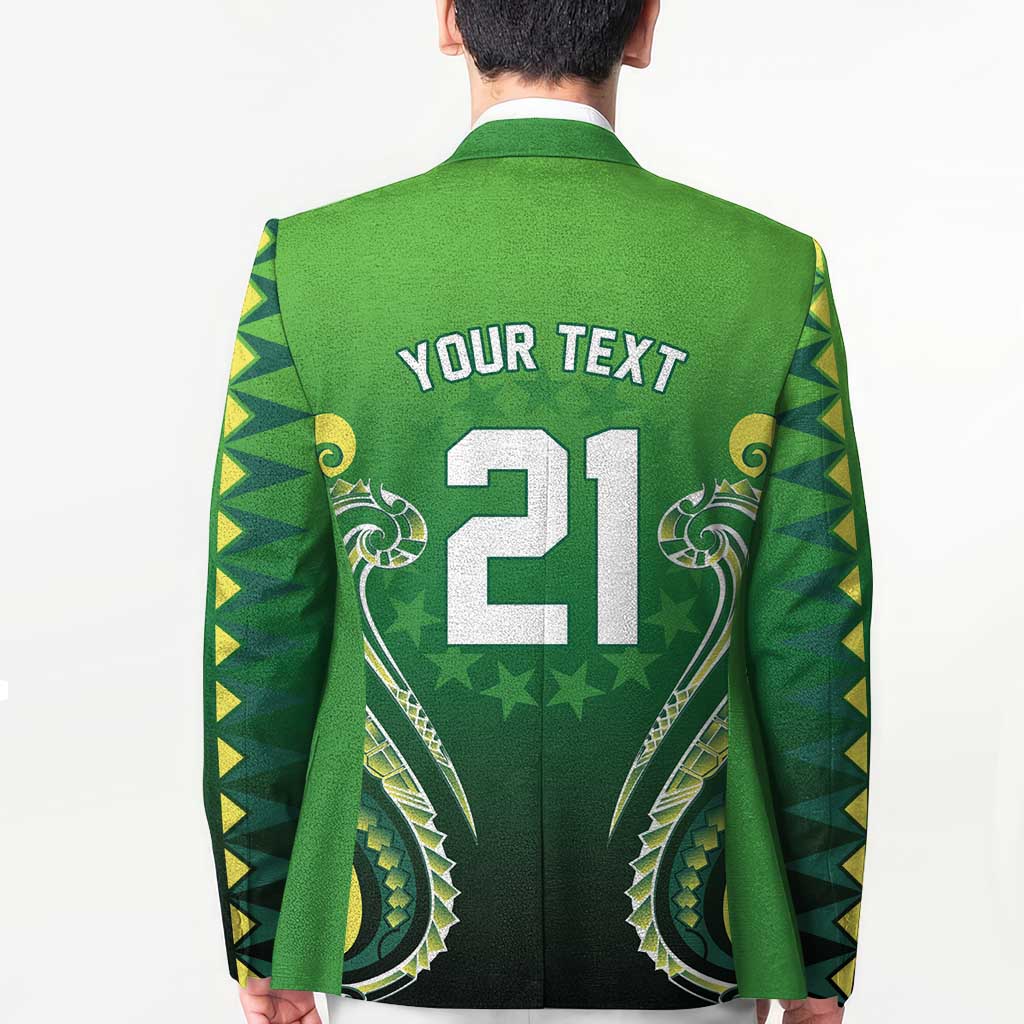 Custom Rugby Cook Islands Avaiki Blazer Green Kuki Airani Tribal Maori Inspired - Polynesian Pride