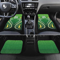 Custom Rugby Cook Islands Avaiki Car Mats Green Kuki Airani Tribal Maori Inspired LT9 Set 4pcs Green - Polynesian Pride