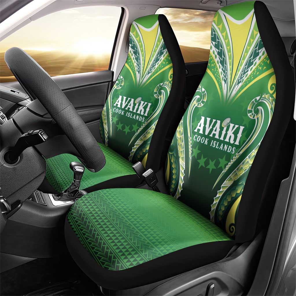 Rugby Cook Islands Avaiki Car Seat Cover Green Kuki Airani Tribal Maori Inspired LT9 - Polynesian Pride