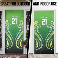 Custom Rugby Cook Islands Avaiki Door Cover Green Kuki Airani Tribal Maori Inspired - Polynesian Pride