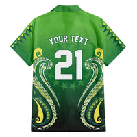 Custom Rugby Cook Islands Avaiki Family Matching Off The Shoulder Long Sleeve Dress and Hawaiian Shirt Green Kuki Airani Tribal Maori Inspired - Polynesian Pride