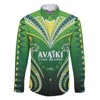 Custom Rugby Cook Islands Avaiki Family Matching Off The Shoulder Long Sleeve Dress and Hawaiian Shirt Green Kuki Airani Tribal Maori Inspired - Polynesian Pride