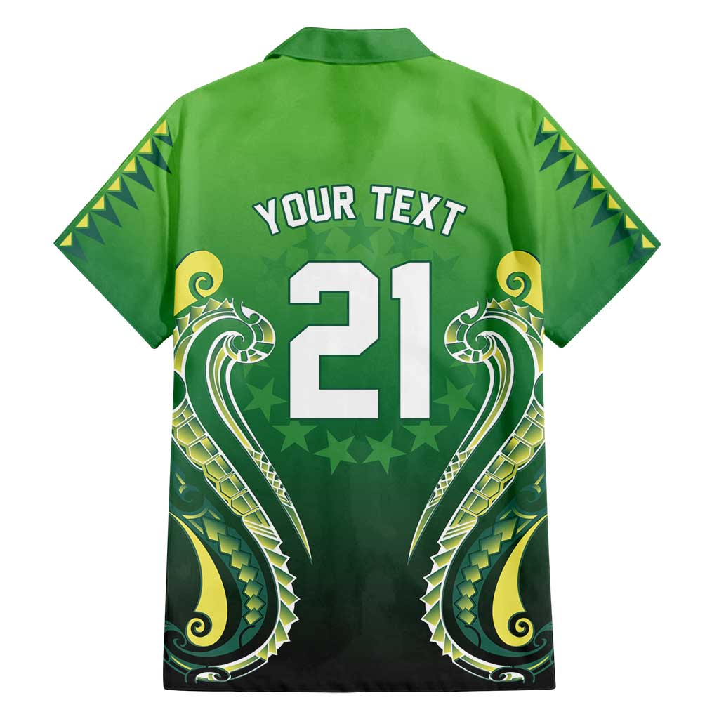 Custom Rugby Cook Islands Avaiki Family Matching Off Shoulder Maxi Dress and Hawaiian Shirt Green Kuki Airani Tribal Maori Inspired - Polynesian Pride