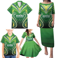Custom Rugby Cook Islands Avaiki Family Matching Puletasi and Hawaiian Shirt Green Kuki Airani Tribal Maori Inspired LT9 - Polynesian Pride
