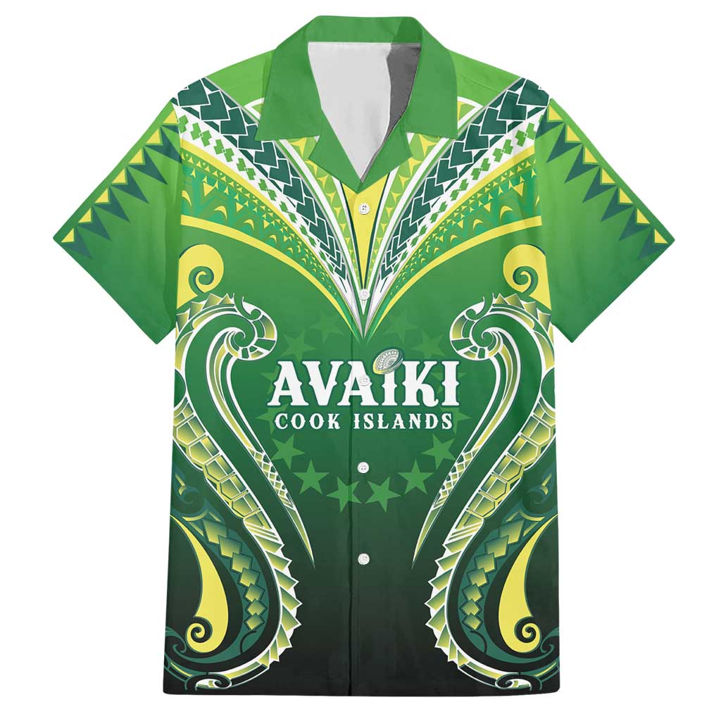 Custom Rugby Cook Islands Avaiki Family Matching Short Sleeve Bodycon Dress and Hawaiian Shirt Green Kuki Airani Tribal Maori Inspired - Polynesian Pride