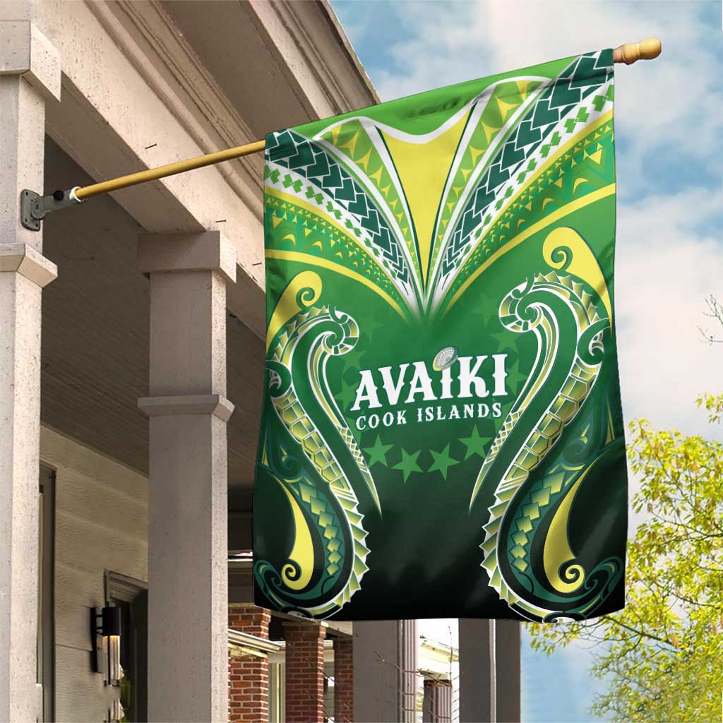 Rugby Cook Islands Avaiki Garden Flag Green Kuki Airani Tribal Maori Inspired - Polynesian Pride