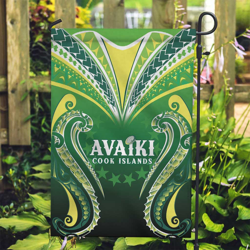 Rugby Cook Islands Avaiki Garden Flag Green Kuki Airani Tribal Maori Inspired - Polynesian Pride