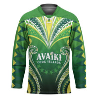 Custom Rugby Cook Islands Avaiki Hockey Jersey Green Kuki Airani Tribal Maori Inspired - Polynesian Pride