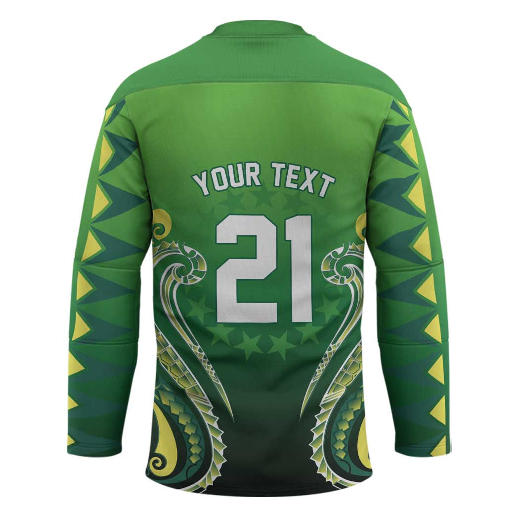 Custom Rugby Cook Islands Avaiki Hockey Jersey Green Kuki Airani Tribal Maori Inspired - Polynesian Pride