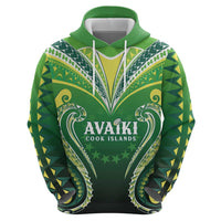 Custom Rugby Cook Islands Avaiki Hoodie Green Kuki Airani Tribal Maori Inspired - Polynesian Pride