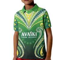Custom Rugby Cook Islands Avaiki Kid Polo Shirt Green Kuki Airani Tribal Maori Inspired LT9 Kid Green - Polynesian Pride