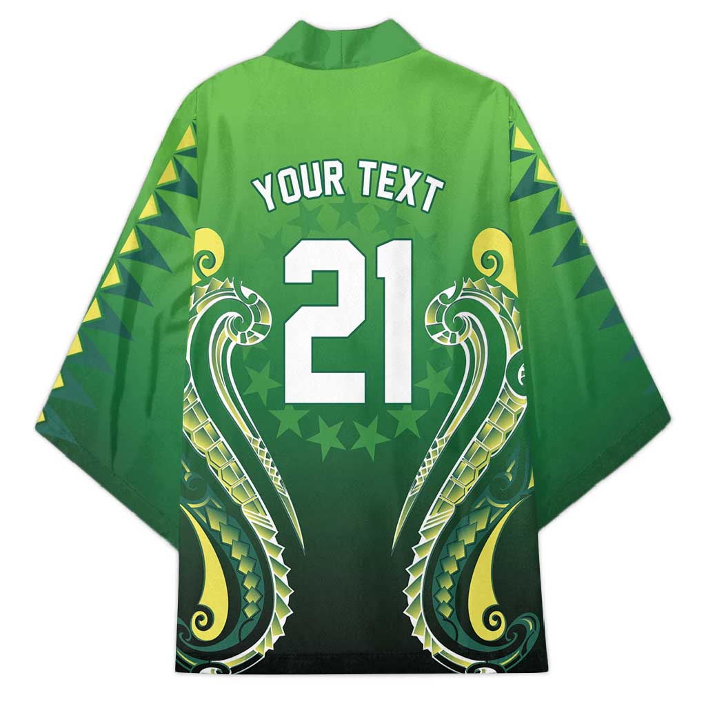 Custom Rugby Cook Islands Avaiki Kimono Green Kuki Airani Tribal Maori Inspired LT9 - Polynesian Pride