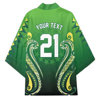 Custom Rugby Cook Islands Avaiki Kimono Green Kuki Airani Tribal Maori Inspired LT9 - Polynesian Pride