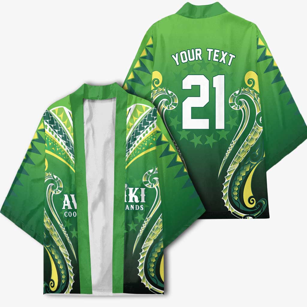 Custom Rugby Cook Islands Avaiki Kimono Green Kuki Airani Tribal Maori Inspired LT9 - Polynesian Pride