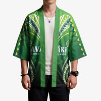 Custom Rugby Cook Islands Avaiki Kimono Green Kuki Airani Tribal Maori Inspired LT9 - Polynesian Pride